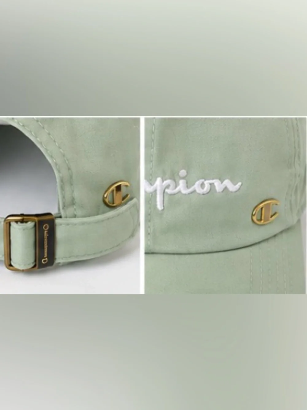 Champion womens Baseball Cap in Mint Green with Gold Buckle